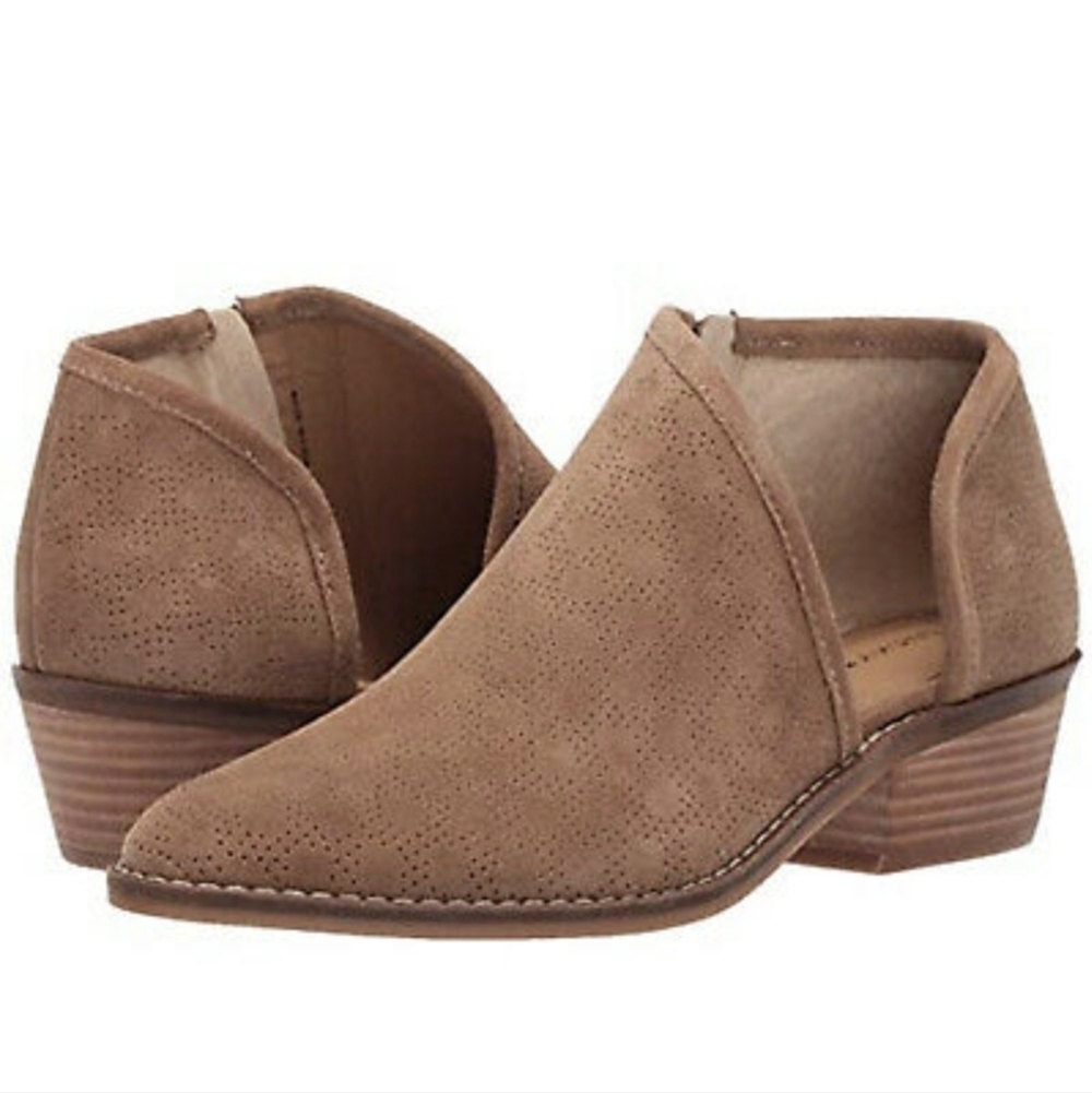 Lucky Brand"Like New" Felixan Ankle Suede Heels Riund Toe Booties sz 8M